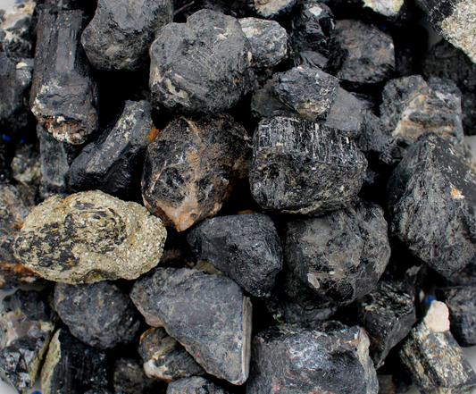 Black Tourmaline with Mica | Tumbling Rough