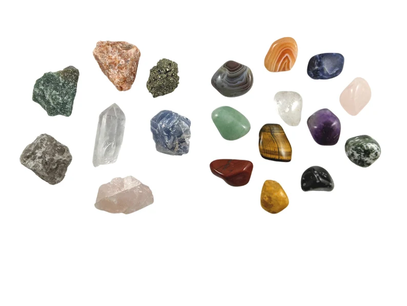 19 pcs Crystal Kit-Raw and Tumbled Healing Discovery Set