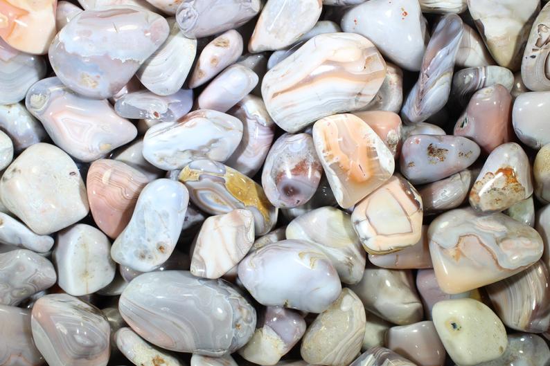 Pink Botswana Agate Tumbled Polished Stones 1"+ Large