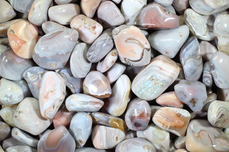 Pink Botswana Agate Tumbled Polished Stones 1"+ Large