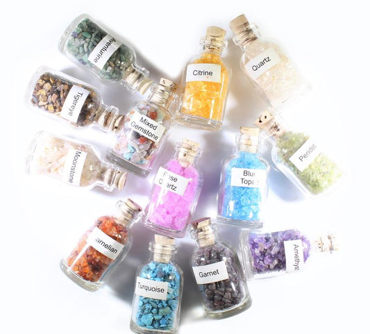 Mini Gemstone Chip Bottles - Small Crystal Chips