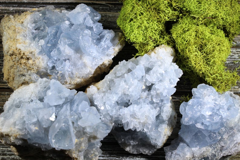 Celestite Crystal Cluster | Raw Blue Celestite Geode