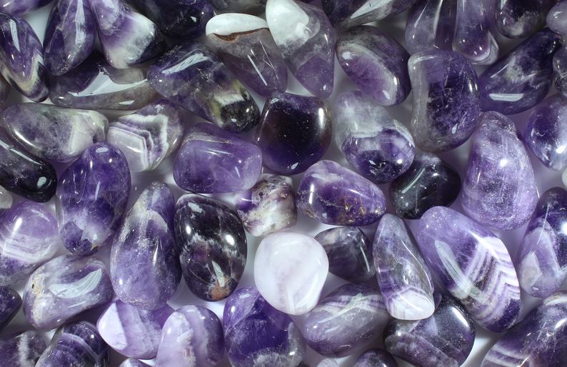 Banded Amethyst Tumbled Gemstones LG 1"+
