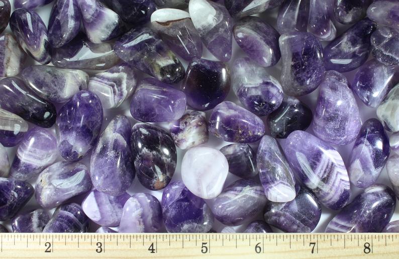 Banded Amethyst Tumbled Gemstones LG 1"+