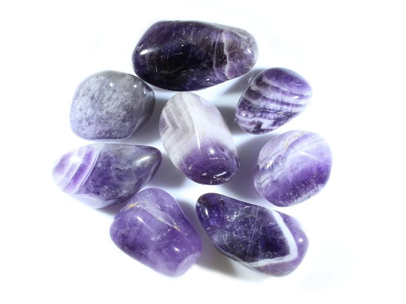 Banded Amethyst Tumbled Gemstones LG 1"+
