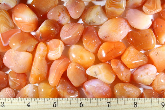 Banded Carnelian Tumbled Gemstones Size: 0.5"-1"