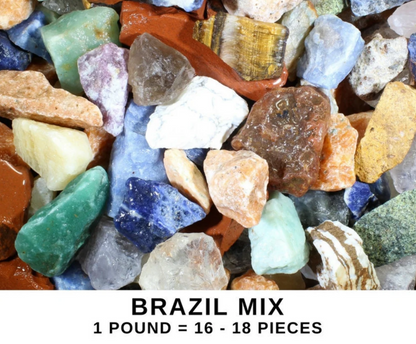 3 - 11 LBS Brazil Mix | Tumbling Rough Rocks from Brazil | Wholesale Raw Crystals