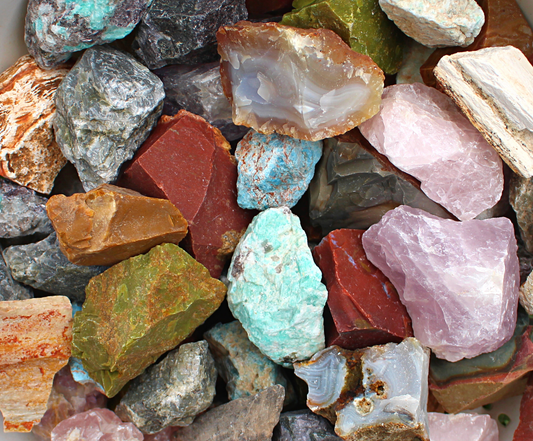 Madagascar Mix | 13 Stone Large Tumbling Rough Rock | 2" - 3 Raw Crystals