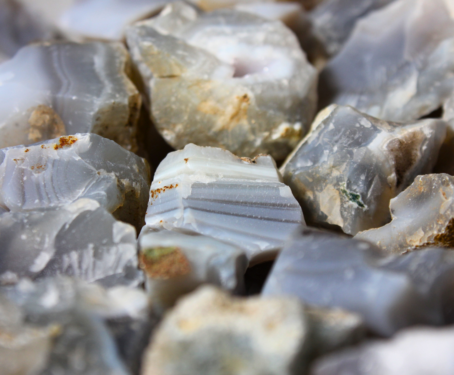 Blue Gray Agate | Tumbling Rough Rocks from Asia | Raw Crystals