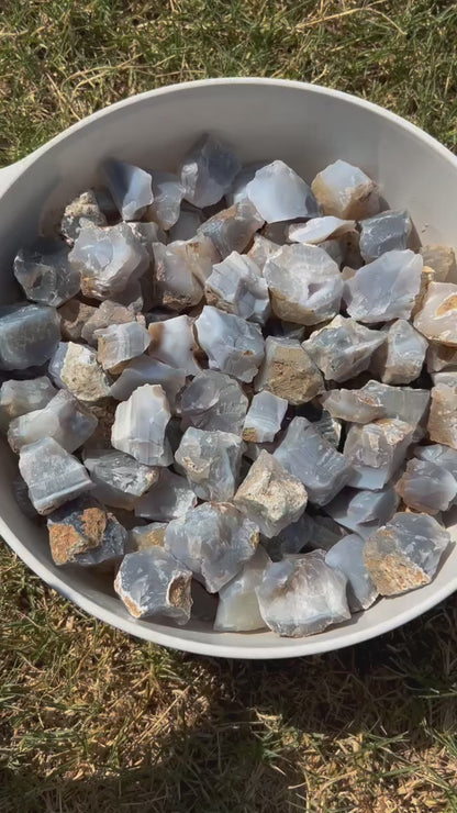 Blue Gray Agate | Tumbling Rough Rocks from Asia | Raw Crystals