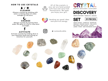19 pcs Crystal Kit-Raw and Tumbled Healing Discovery Set