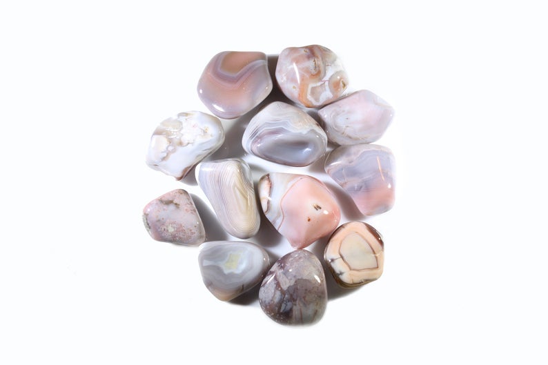 Pink Botswana Agate Tumbled Polished Stones 1"+ Large