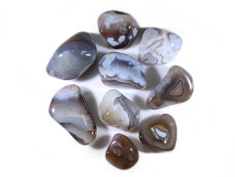 Gray Botswana Agate "A" Grade Extra Quality LG 1" Tumbled Gemstones