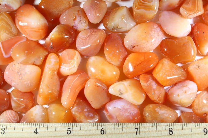 Banded Carnelian Tumbled Gemstones Size: 0.5"-1"