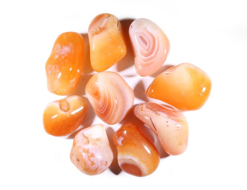 Banded Carnelian Tumbled Gemstones | Size: 1" - 1.5"