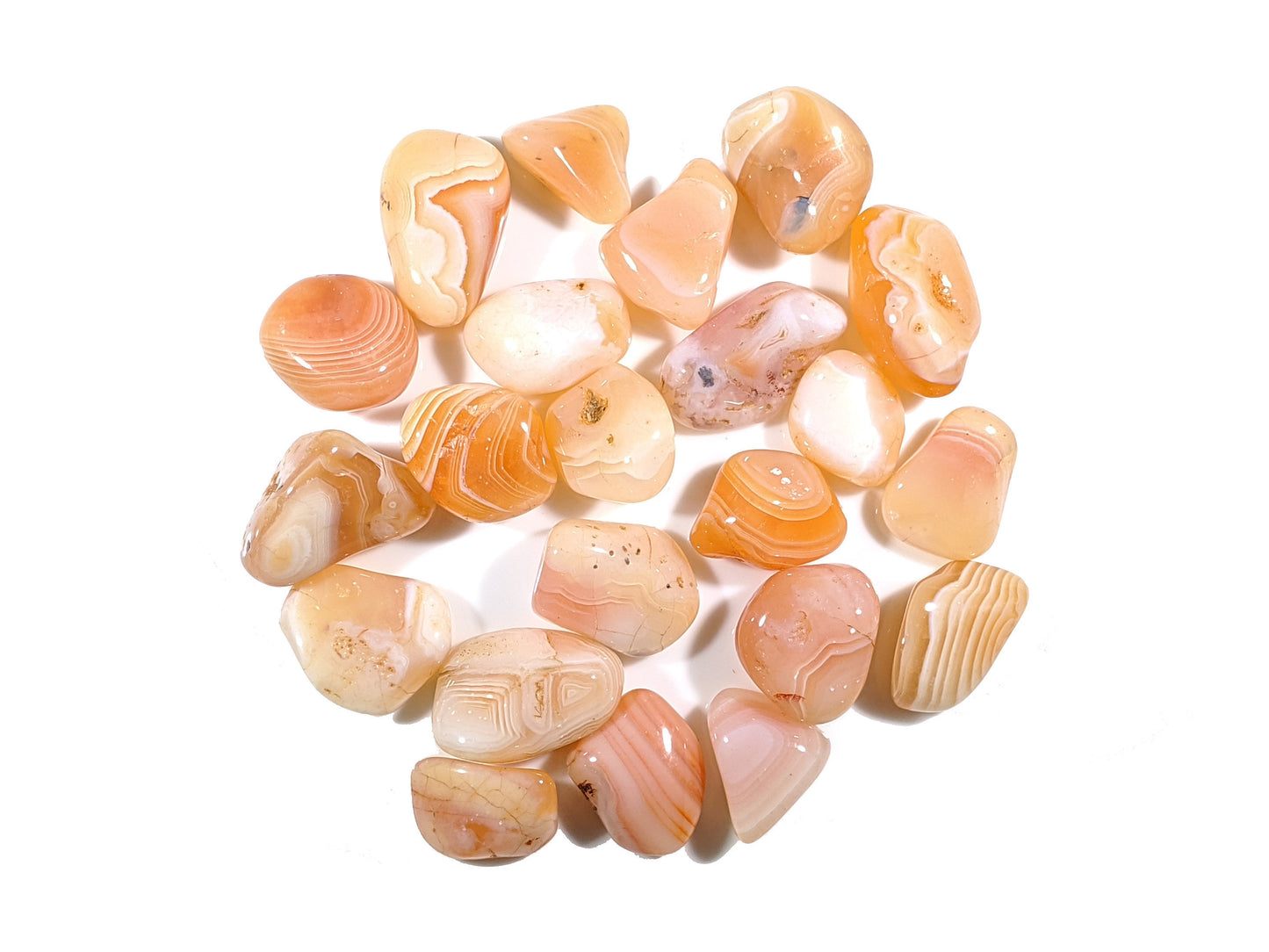 Banded Carnelian Tumbled Gemstones Size: 0.5"-1"