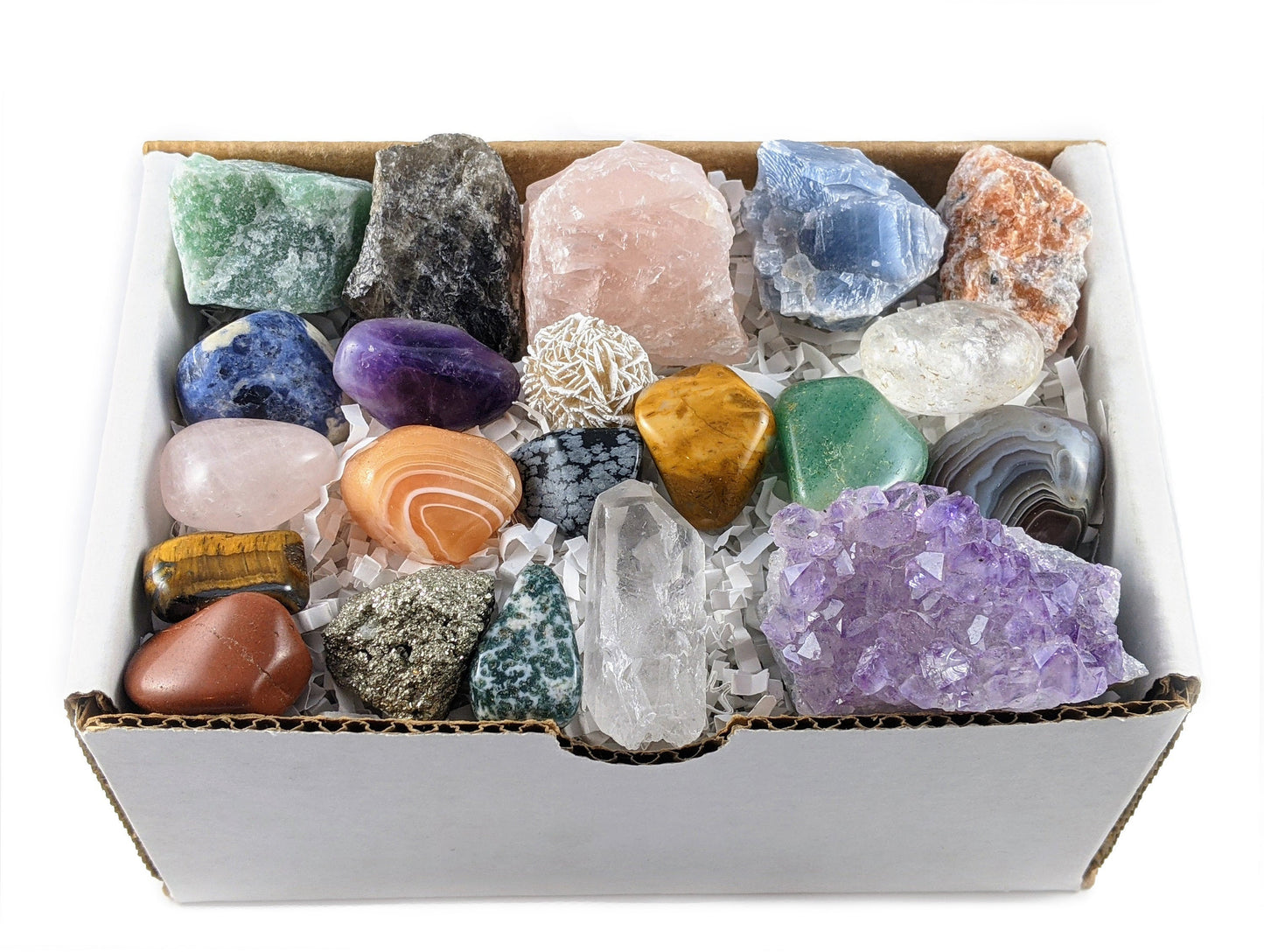 21 pcs Beginner Crystal Kit-Raw and Tumbled Discovery Set