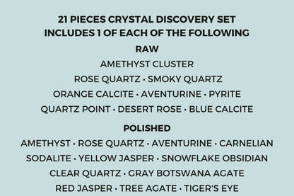 21 pcs Beginner Crystal Kit-Raw and Tumbled Discovery Set
